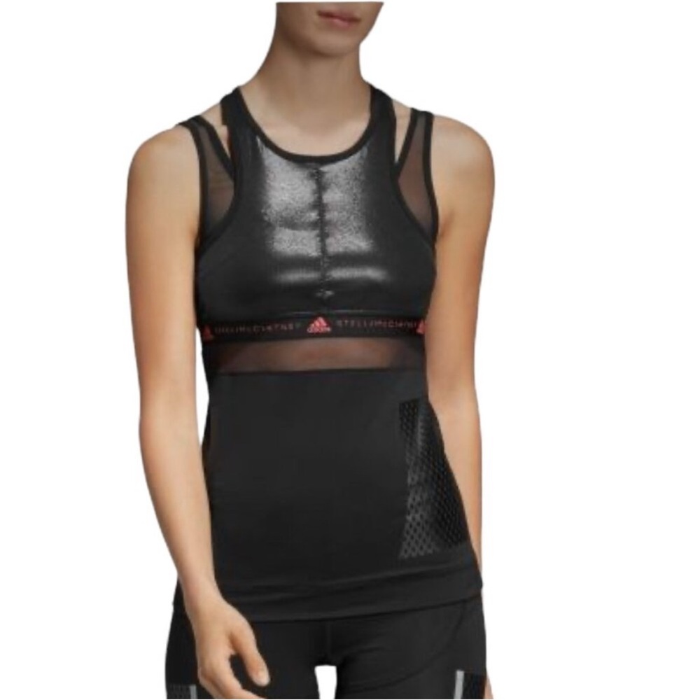Cute used Stella McCartney Adidas Black Mesh Tank Top